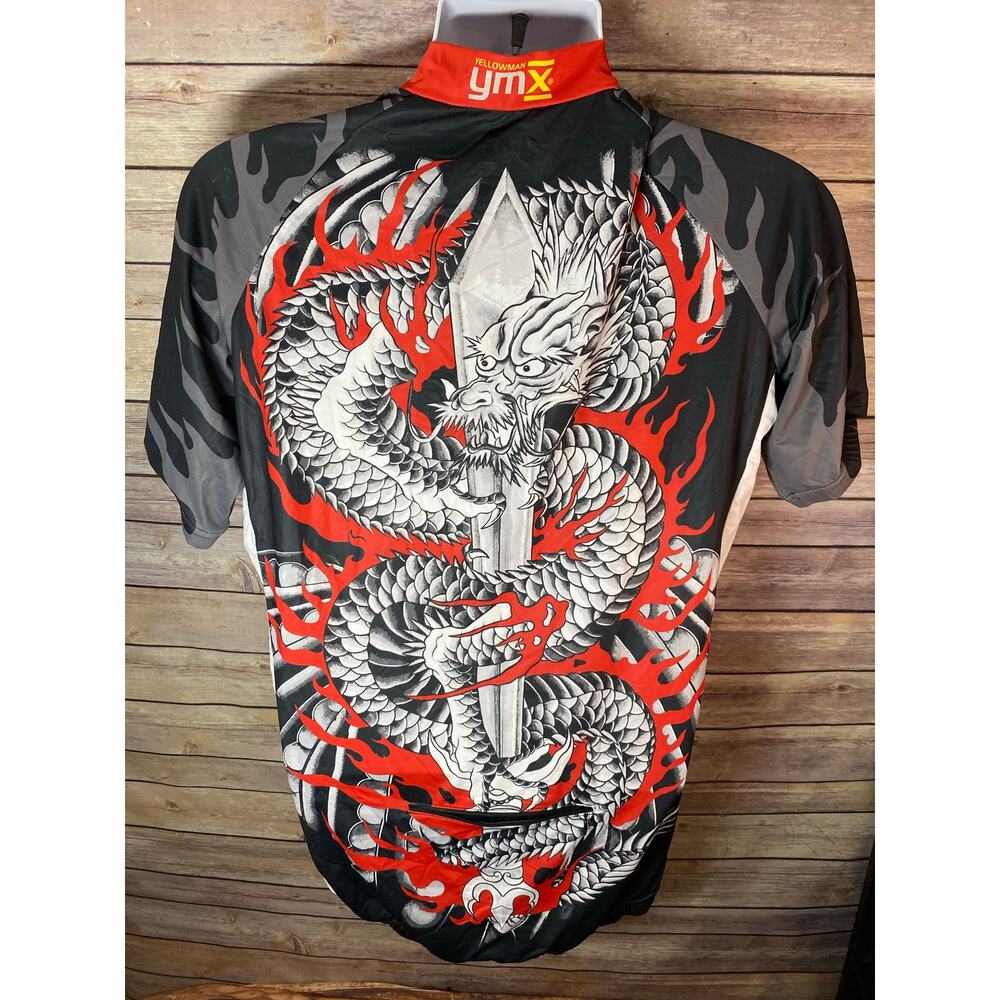 EUC Yellowman YMX Black Red Dragon Cycling Jersey Sz Medium